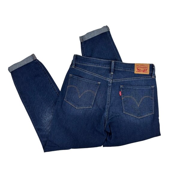 Levis Cropped Denim Jeans Womens Size 28 Blue Tapered Leg Mid Rise Cuffed Hem - Picture 9 of 9